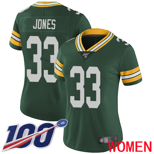 Green Bay Packers Limited Green Women #33 Jones Aaron Home Jersey Nike NFL 100th Season Vapor Untouchable->green bay packers->NFL Jersey